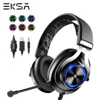 EKSA Wired Gaming Headset Gamer E3000 Deep Bass Stereo Wired Headphones for Smartphone PC PS4 Xbox With Microphone RGB LED Light