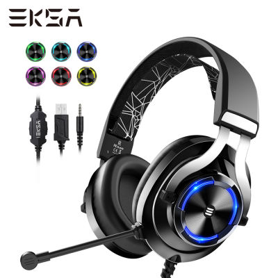 EKSA Wired Gaming Headset Gamer E3000 Deep Bass Stereo Wired Headphones for Smartphone PC PS4 Xbox With Microphone RGB LED Light