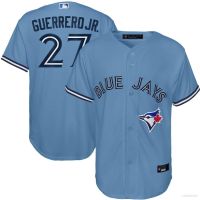 ชุดเบสบอล MLB สำหรับผู้ชาย เสื้อผ้าผู้ชาย เสื้อบอล 2023 New High Quality HQ1 2023 MLB Toronto Blue Jays Vladimir Guerrero Button-Down Jersey Baseball Tshirts Sports Tops Plus Size QH1