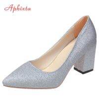 【Hot】 Aphixta Pointed Toe รองเท้าผู้หญิงปั๊ม7.5ซม. อาชีพส้นสูง Bling แฟชั่นทำงานสำนักงานรองเท้าปาร์ตี้ Super ขนาดใหญ่49 50