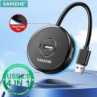 SAMZHE ฮับ USB ฮับ2.0อัลตร้า4พอร์ต USB 2.0แยกไมโคร USB ฮับ USB อะแดปเตอร์สำหรับ Macbook Pro Surface Matebook PC ฮับ USB