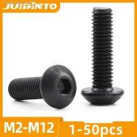 ❀♞ JUIDINTO 1-50pcs Hexagon Socket Button Head Screw M2-M12 Black Allen Round Screw Bolt 12.9 Carbon Steel for Motorcycle Car