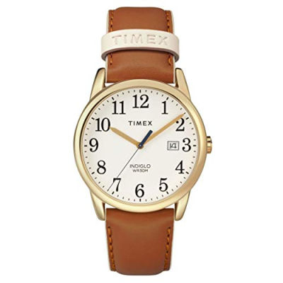 Timex Womens Easy Reader Date Leather Strap 38mm Watch Brown/Gold