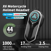 X6 Motor Helmet Intercom Bluetooth 5.0รถจักรยานยนต์ชุดหูฟังไร้สาย1000M Interphone Speaker แฮนด์ฟรี Walkie Helmet Talkie