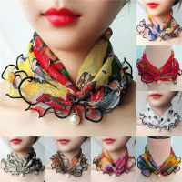 DD Store Pearl Fungus Edge Gold Silk Scarf Gold Thread Lace Scarf Fashion Scarf Square Scarf Multi-purpose Silk Scarf