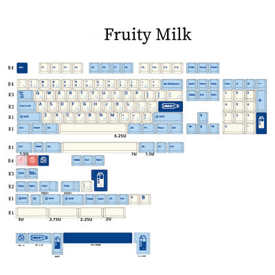 140คีย์ชุด Fruity Milk Keycaps PBT Dye Sublimation Key Caps โปรไฟล์เชอร์รี่ Keycap พร้อม ISO Enter 3U 7U Spacebar 1.75u 2u Shift