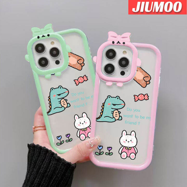 เคส-jiumoo-สำหรับ-vivo-v23-5g-s12-5g-v23i-5g-เคสโปร่งใสกันกระแทกลายการ์ตูนจระเข้หมีน่ารักเคสป้องกันเลนส์กล้องถ่ายรูปลายสัตว์ประหลาดน้อยน่ารักเรียบง่ายเคสซิลิโคนนิ่ม