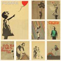 ✌ได้☂โปสเตอร์ Banksy ถนนศิลปะคลาสสิกโปสเตอร์ย้อนยุคภาพบ้านบาร์คาเฟ่สะสมสติกเกอร์ติดผนังภาพตกแต่งวอลล์เปเปอร์