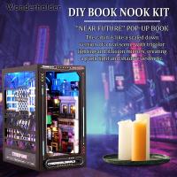 หนังสือ DIY ชุด3มิติที่คั่นชั้นหนังสือปริศนาไม้พร้อมไฟ LED บ้านตุ๊กตาจิ๋ว DIY ชุดประกอบโมเดล3D ชุดหนังสือสว่างขึ้นนุ๊กหนังสือไม้ชุดบ้านตุ๊กตาชุดซอกหนังสือทำจากไม้