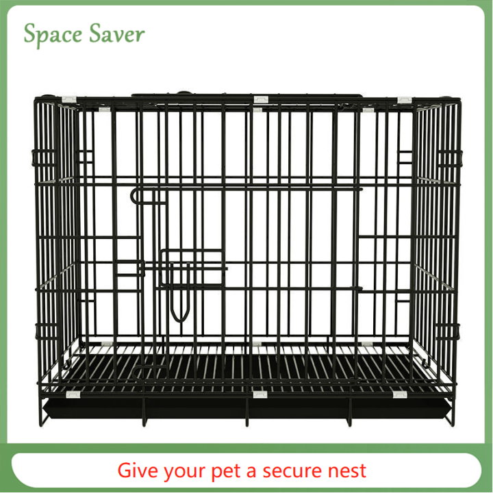 Dog Cage with Poop Tray Heavy Duty Pet Collapsible Cage Foldable Pet