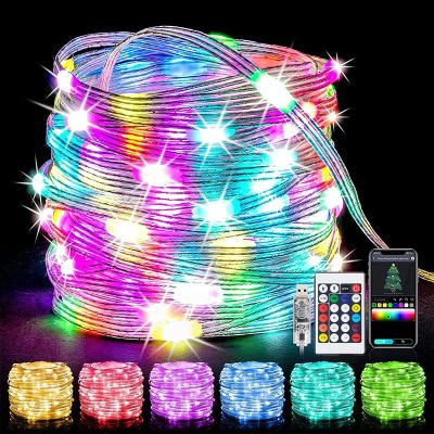 LED Fairy Lights USB Powered Smart Fairy String Lights Bluetooth Control DIY Color Changing Rainbow Lights for Bedroom Party