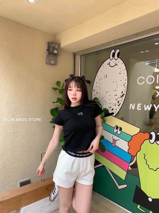 พร้อมส่ง-axw-short-pants-กางเกงขาสั้น-ขอบเอวยางยืดทอเป็นลายแบรนด์-valen-basic-store