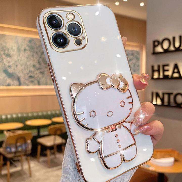 folding-makeup-mirror-phone-case-for-iphone-13-pro-max-14-pro-max-14-plus-13-mini-case-fashion-cartoon-cute-cat-multifunctional-bracket-plating-tpu-soft-cover-casing