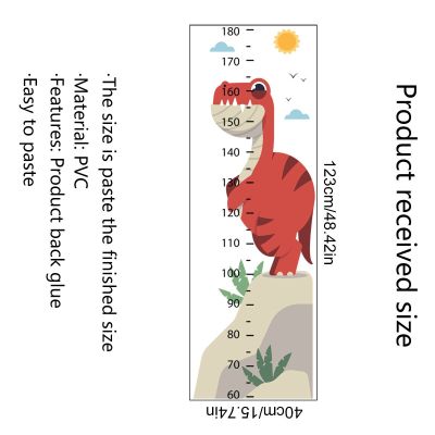 แผนภูมิการเติบโตการ์ตูนไดโนเสาร์สำหรับเด็กแผนภูมิติดผนังวัดความสูงสติ๊กเกอร์ติดผนังไม้บรรทัดเด็กสถานรับเลี้ยงเด็กศิลปะเด็กชาย