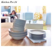 จาน ชาม ชุดจานชาม 18 ชิ้น สีเบจ จานก้นลึก 6ชิ้น จานแบ่ง 6ชิ้น ชาม 6ชิ้น Plate and Bowl KIDERA Set 18 FANGARIT Deep plate 6pc Side plate 6pc And Bowl 6pc