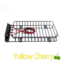 เชอร์รี่สีเหลืองหลังคาโลหะ Rack 5ไฟ Led สำหรับ1:10ตีนตะขาบหิน Scx10 D90 Tf2 Trx4ฐานวางสัมภาระ