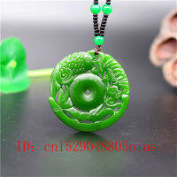 Natural Green Chinese Jade Carp Bat Pendant Beads Necklace Fashion Charm Jewelry Double-sided Hollow Carved Amulet Gifts for Her