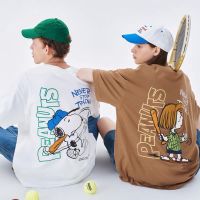 PEANUTS W/baseball ️  (2 สีดำ) | สกรีนหน้า-หลัง เสื้อยืดสกรีนลายทรง oversize ผ้า cotton100% (call me again)