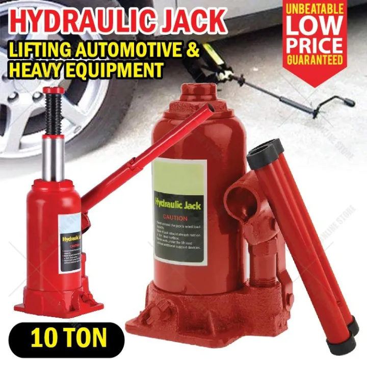 10 TON Heavy Duty Hydraulic Bottle Jack Lifting Stand Emergency Vehicle ...