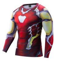 (KTL)3D Avengers 4 Iron Man Outfit Tony with short sleeve Fitness Quick Dry Marvel long sleeve Boy sports T-shirt Parent-child clothi