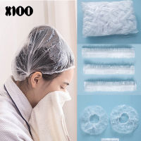 100pcs Elastic Hair Caps Disposable Ho One-off Home Shower Bathing Hats Clear Shower Caps for Spa Salon Ho Home Supplies