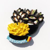 European Tourism Commemorative Magnet Refrigerator Magnet Gift Belgian National Dish Oyster Fries Three-Dimensional Decoration Crafts 【Refrigerator sticker】✈☾▩