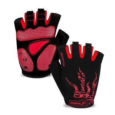 hotx【DT】 Mens Cycling GlovesHalf Biking Gloves Road Gel Shock-Absorbing Anti-Slip Breathable MTB