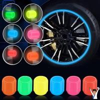 4PCS Luminous ยางวาล์ว Caps พลาสติกฝาครอบวาล์วเรืองแสงใน Dark Dustproof Waterproof Valve Stem Cap สำหรับรถยนต์จักรยาน Motorcycle