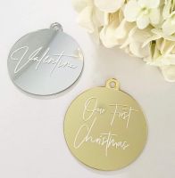 Blank Acrylic Gold/Silver Mirror Hanging Bauble Ornaments for Wedding, Christmas &amp;Events, Mirror Craft for Keychains Xmas Tree