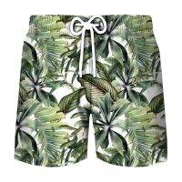 การพิมพ์ 3D Natural Plant Beach Shorts ชุดว่ายน้ำฮาวายสบาย ๆ ชุดว่ายน้ำเบอร์มิวดาแห้งเร็วกางเกงขาสั้นกระดานโต้คลื่นกางเกงว่ายน้ำแฟชั่น