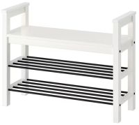 เฮมเนส ชั้นวางรองเท้าพร้อมที่นั่ง, ขาว, 85x32 ซม. (HEMNES Bench with shoe storage, white, 85x32 cm )