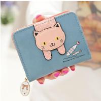 Dompet Anak Perempuan กระเป๋าสตางค์ขนาดเล็กแบบซิปรูปแมวน่ารักสำหรับผู้หญิงกระเป๋าสตางค์ที่ใส่บัตรของผู้หญิง Dompet Koin หนัง Pu ดีไซน์แบรนด์สำหรับผู้หญิง