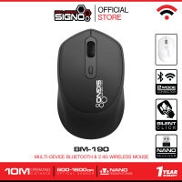 SIGNO Bluetooth &amp; 2.4G Wireless Optical Mouse รุ่น BM-190 BLK (สีดำ) (เมาส์บลูทูธไร้สาย)