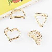 Small Minimalist Hair Claw Clips Metallic Gold Hollow Out Geometric Ponytail Holder Clamp Seashell Heart Bowknot Barretteses