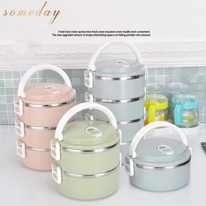 1 2 3 Layers Stainless Steel Lunch Box Thermo Bento Box Thermal Food ...