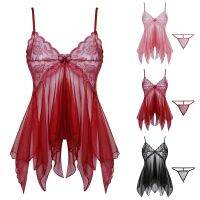 【CC】℡♂❇  Erotic Yarn Mesh Perspective Pajama V-Neck Suspender Night See-Through Nighties With Thong