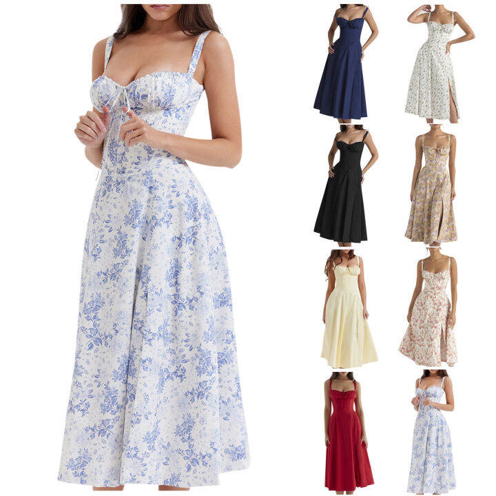 Behound Bustier Kleid Ohne Bügel - Y2K Square Neck Midi Sundress