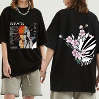 Hot Japanese Anime Bleach T Men Cool Kurosaki Ichigo Graphic Doublesided Print Tees Funny Cartoon Tshirts