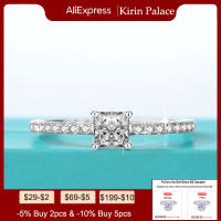 Kirin Palace เจ้าหญิงตัด Moissanite แหวนหมั้นไม่มีสี Solitaire เพชรสัญญาแหวนเจ้าสาวสำหรับผู้หญิงเครื่องประดับจัดงานแต่งงาน