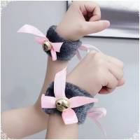 ข้อมือ ขนนุ่ม แต่งโบว์/กระพรวน [พร้อมส่ง] ฟรีไซส์