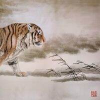 Decorative art Tiger Chinese painting dashi boutique Precision work reproduction Appreciatecopypresentcollect Silk cloth rice