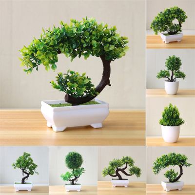 【cw】 Artificial Potted Bonsai Small Pot Ornament Fake Flowers for Garden Decoration Wedding ！