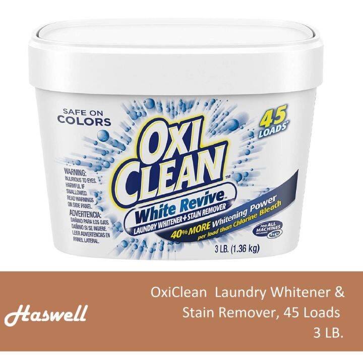 OxiClean White Revive Laundry Whitener Stain Remover 45 Loads 3 LB   98f316a3e361558eb2d6b80a02bcd70a  720x720q80 