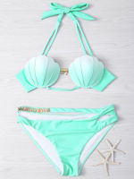 บิกินี่ Bikini ชุดว่ายน้ำบิกินี่ ทูพีซ Little Mermaid สีเขียว สวยเซ็กซี่ริมทะเล