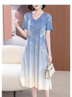 ✐ Aiden001 Average Size Miyake Summer Dress Pleated Large Size Long Middle-Aged And Elderly Grandma Wedding Dress A-Line Dress S3282