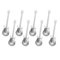 8Pcs Coffee Spoons Guitar Silver Stainless Steel Teaspoons Mini Retro Dessert Cake Dinner Child Tea Spoon