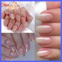 DILER แวววาวสีทองเล็บปลอมสีชมพูยาวนักบัลเล่ต์ออโรร่ากดบนเล็บเล็บปลอมแบบเฟรนช์แฟชั่น DIY