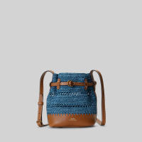 Polo Ralph Lauren กระเป๋าผู้หญิง Bucket Bag-Faux-Raffia Small Bellport Bucket Bag รุ่น WAPOBAG0EQ20047 สีฟ้า