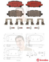 P28 090C ผ้าเบรก R (แท้ BREMBO รุ่น Ceramic) HONDA เอชอาร์-วี HR-V 1.8 S/E/EL (Crossover) ปี2014-&amp;gt;