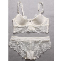 Plus Size Bra and Panty Sets Underwear With Lace Bra Half Cup Underwire Ultra Thin Sexy Lingerie Brassieres 90D 95C 95D